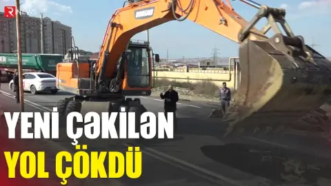Yeni çəkilən yol çökdü - Hadisə yerindən görüntülər - RTV