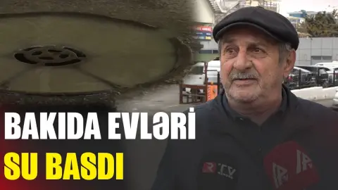 Mərkəzi küçədə su borusu partladı - Evlər suyun altında qaldı - RTV