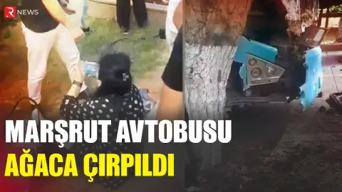 Bakıda marşrut avtobusu ağaca çırpıldı, 11 nəfər yaralandı - RTV