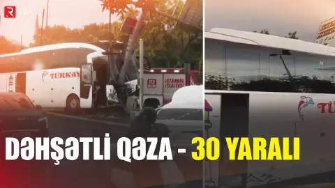 Türkiyədə sərnişin avtobusu avtomobillə toqquşub, 30 nəfər xəsarət alıb - RTV